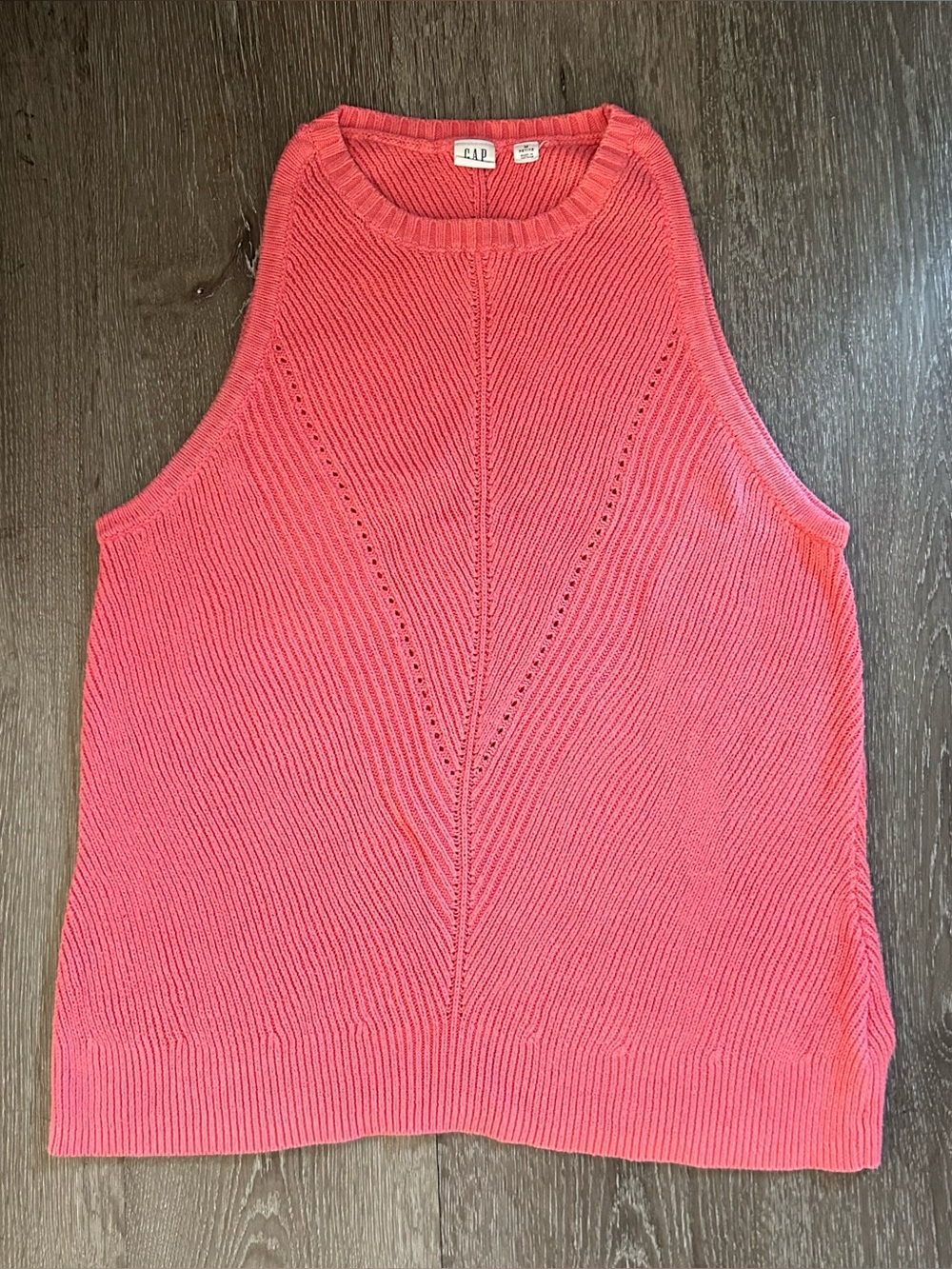 GAP Medium Petite‎ Pink Coral Cotton Halter Knit Sweater Tank Top